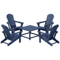 Polytrends Laguna Outdoor 5-Piece Adirondack Chair With Square Coffee Table Conversation Set