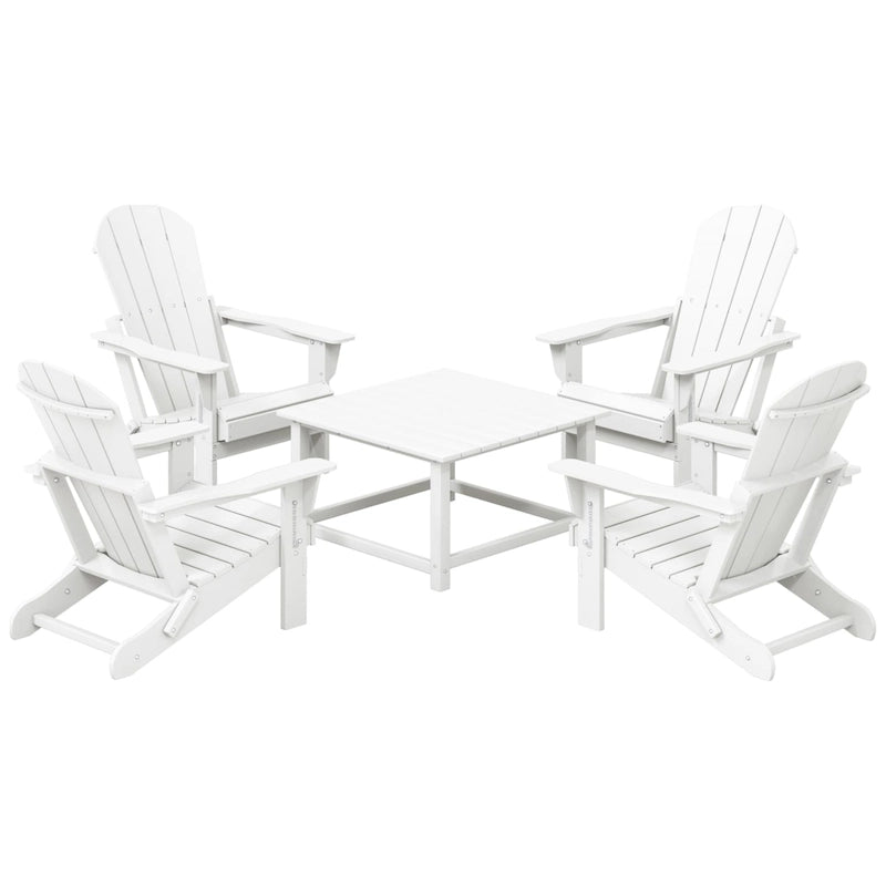 Polytrends Laguna Outdoor 5-Piece Adirondack Chair With Square Coffee Table Conversation Set