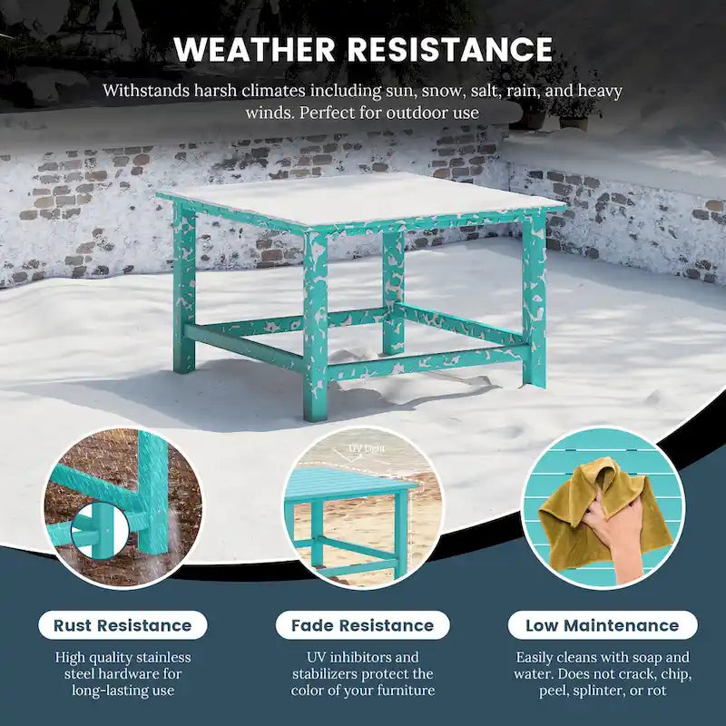 Polytrends Laguna Outdoor 5-Piece Adirondack Chair With Square Coffee Table Conversation Set
