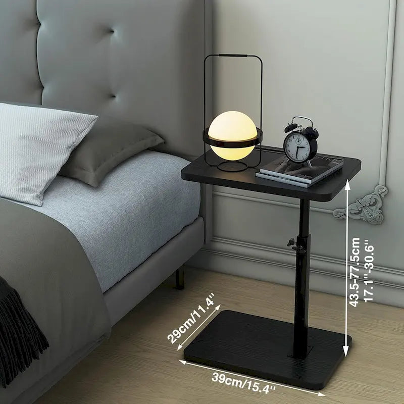 Adjustable C-Shaped End Table w/360 Swivel & Phone Slot for Sofa/Bed