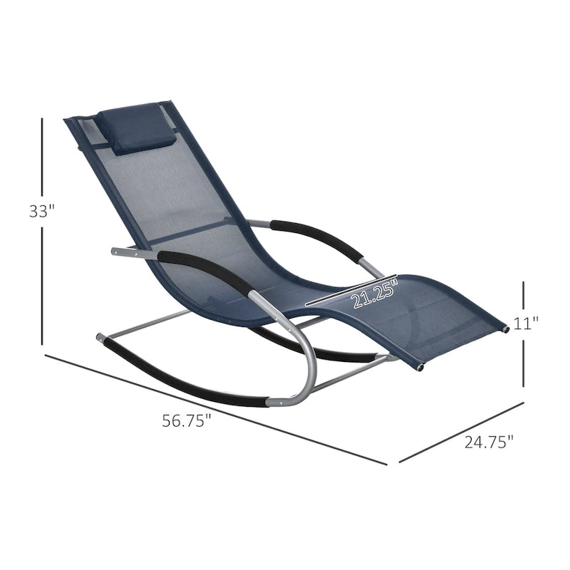 Outsunny Zero Gravity Rocking Chair Outdoor Chaise Lounge Chair Recliner Rocker With Detachable Pillow