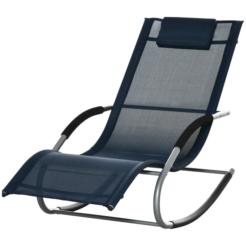 Outsunny Zero Gravity Rocking Chair Outdoor Chaise Lounge Chair Recliner Rocker With Detachable Pillow