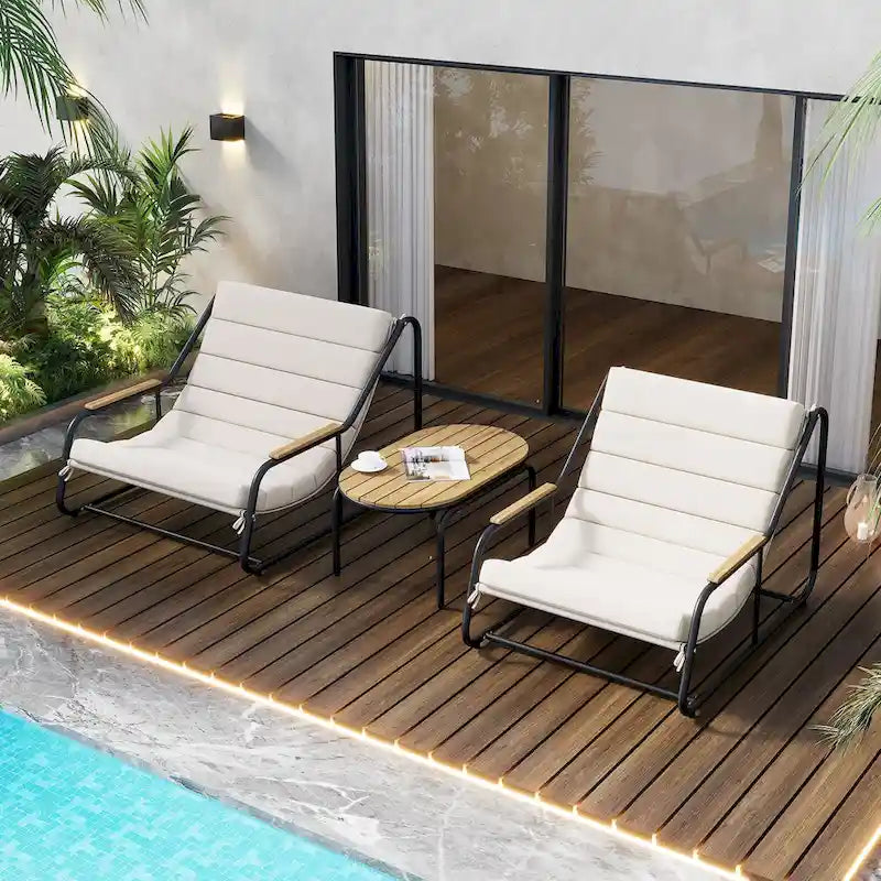 Outdoor Chaise Lounge Chairs Set of 3