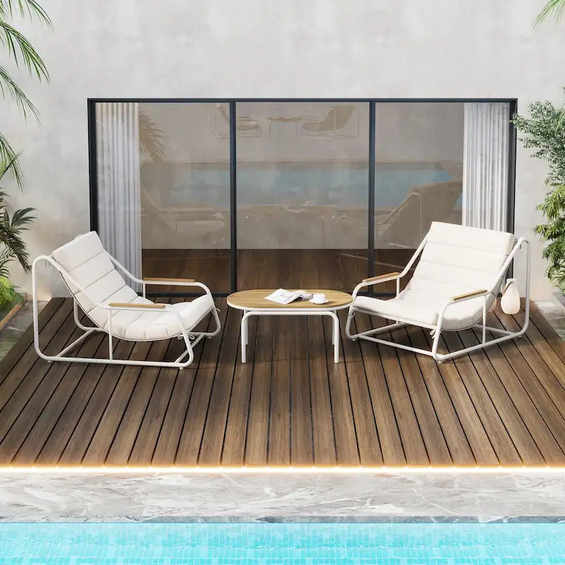Outdoor Chaise Lounge Chairs Set of 3