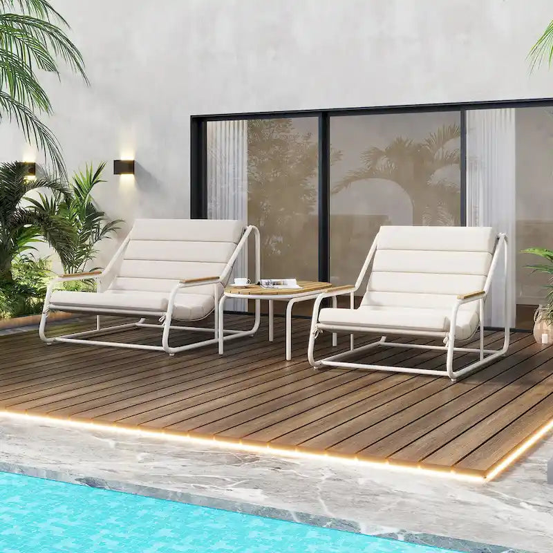 Outdoor Chaise Lounge Chairs Set of 3