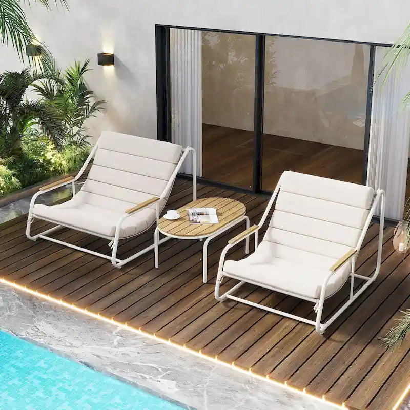 Outdoor Chaise Lounge Chairs Set of 3