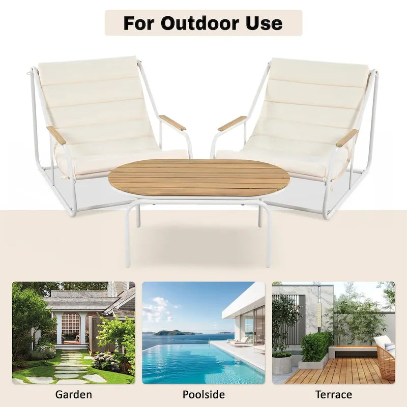 Outdoor Chaise Lounge Chairs Set of 3