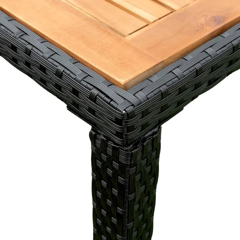 5 Piece Outdoor Patio Wicker Dining Set, Poolside Picnic Beer Coffee Table with 4 Removable Cushions Wicker Arm Chairs