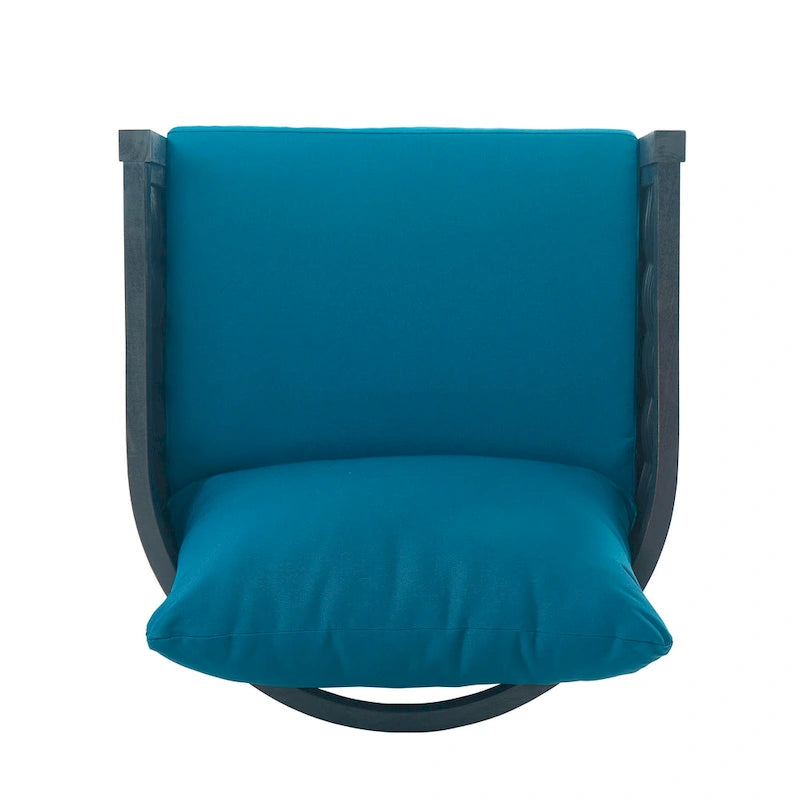 Outdoor Acacia Wood Wicker Club Chair with Waterproof Cushions, Rattan Patio Single Chair for Patio, Club, Yard, Porch