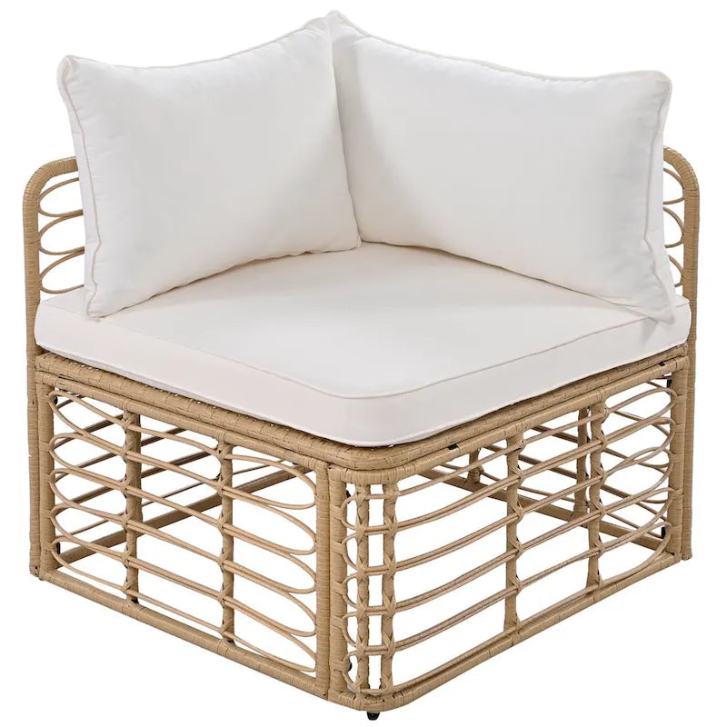 7-Piece Outdoor Rattan Patio Furniture Set with Cushions and Coffee Table