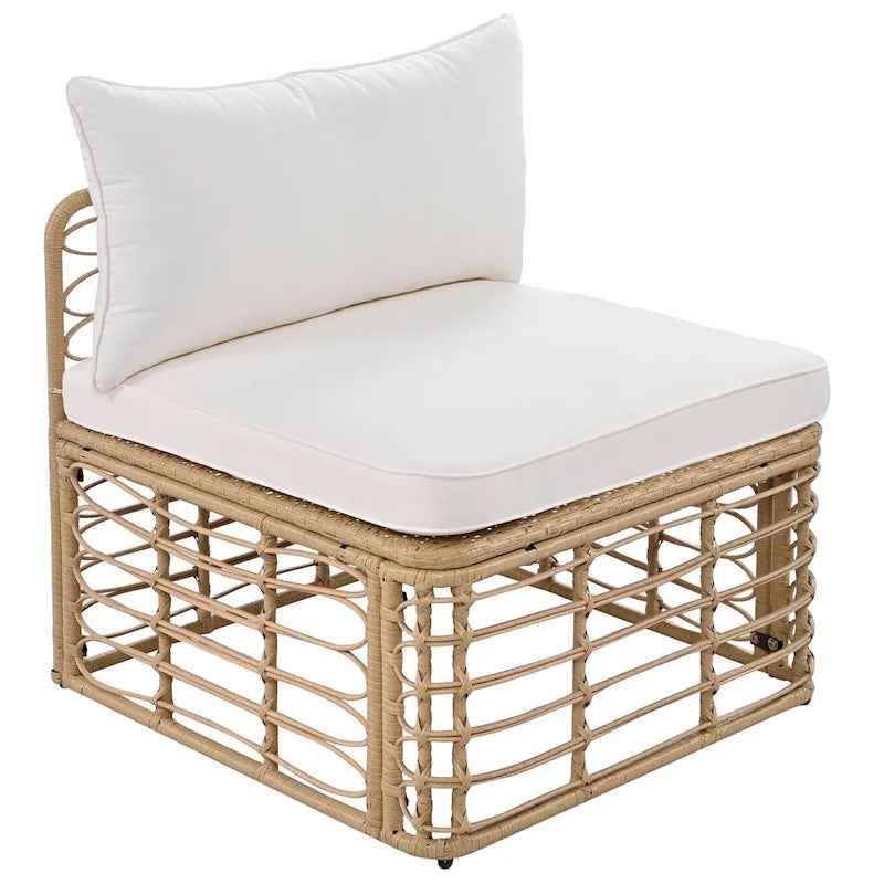 7-Piece Outdoor Rattan Patio Furniture Set with Cushions and Coffee Table