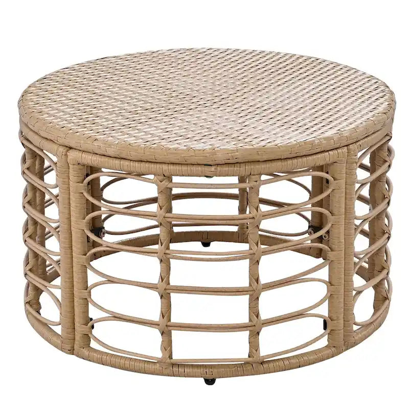 7-Piece Outdoor Rattan Patio Furniture Set with Cushions and Coffee Table