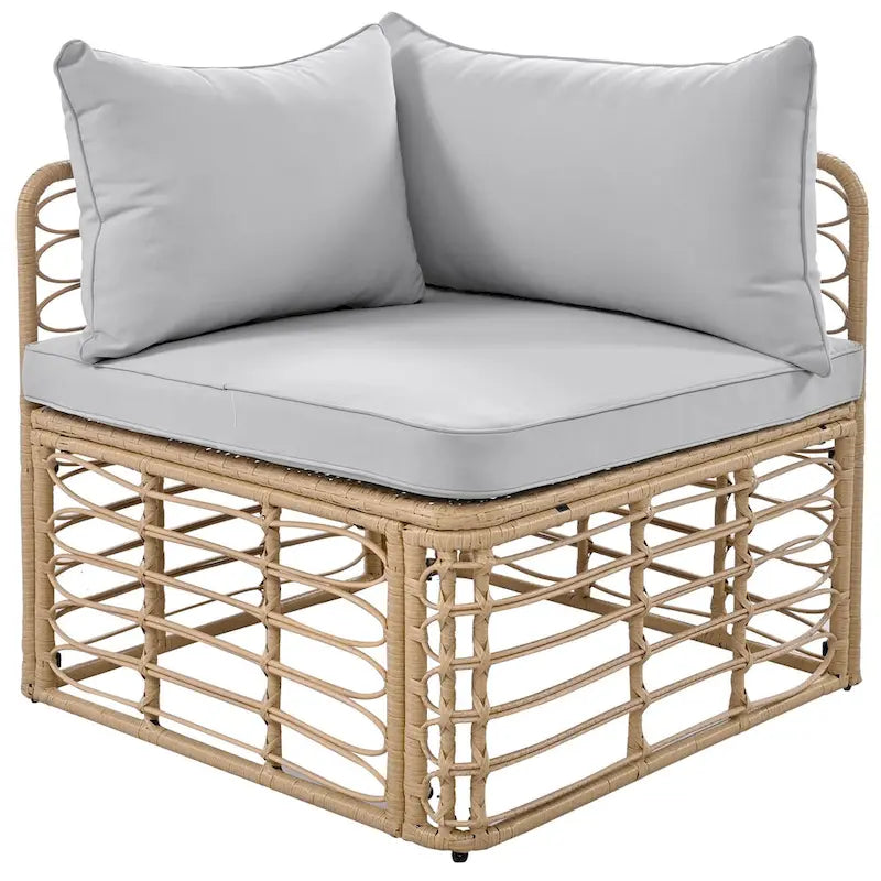 7-Piece Outdoor Rattan Patio Furniture Set with Cushions and Coffee Table