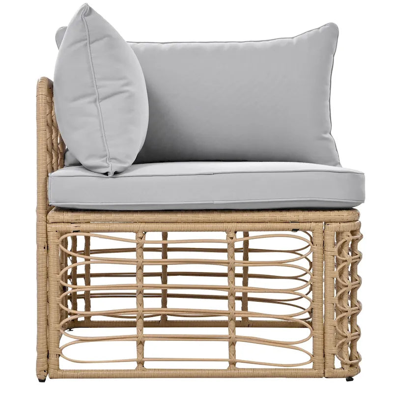 7-Piece Outdoor Rattan Patio Furniture Set with Cushions and Coffee Table