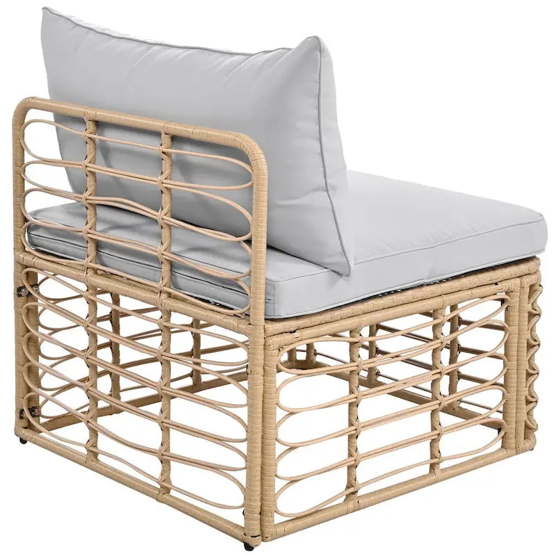 7-Piece Outdoor Rattan Patio Furniture Set with Cushions and Coffee Table