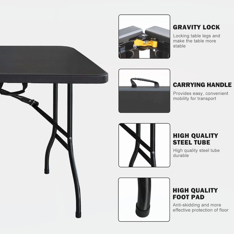 6ft Portable Plastic Table for Camping,Picnics
