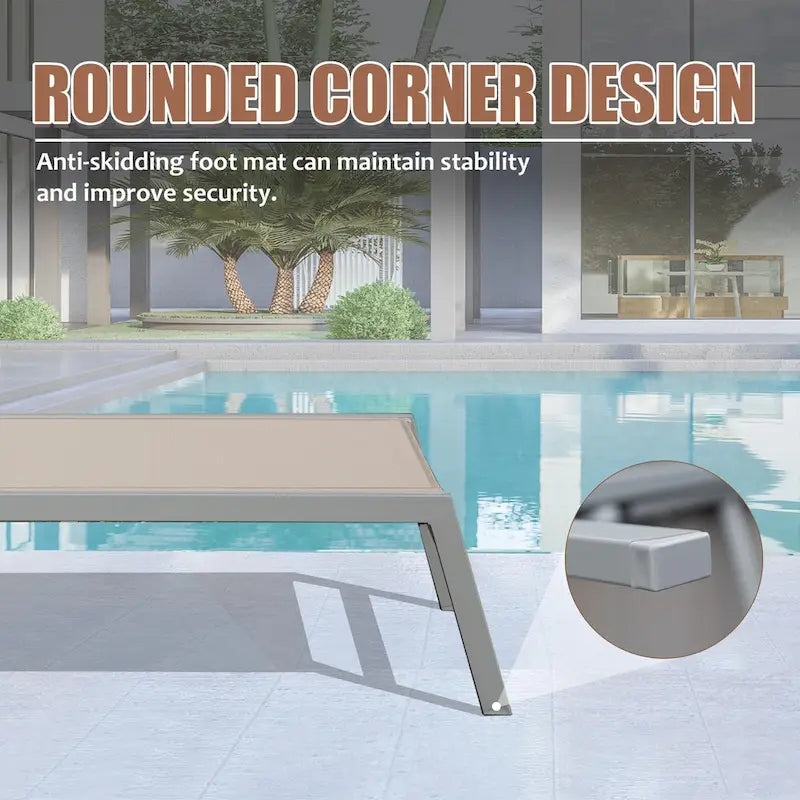 All Weather Patio Chaise Lounge Set of 3, Outdoor Adjustable Recliner with Side Table for Poolside, Beach, Yard, Balcony