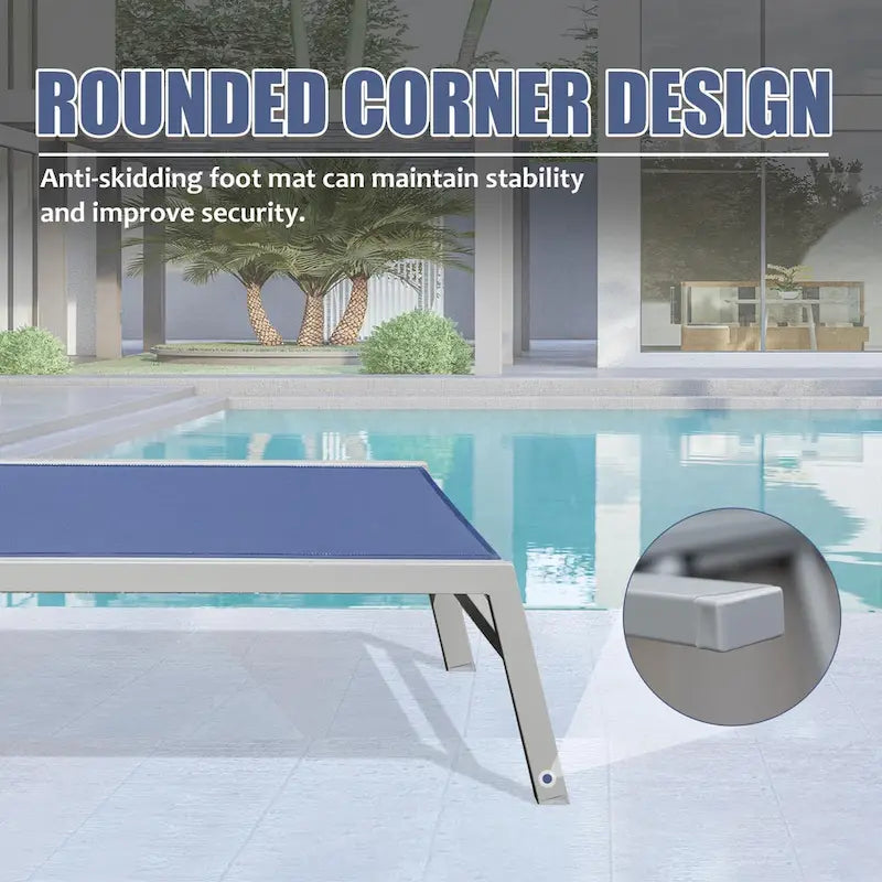 All Weather Patio Chaise Lounge Set of 3, Outdoor Adjustable Recliner with Side Table for Poolside, Beach, Yard, Balcony