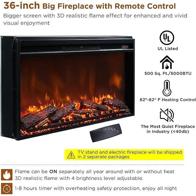 Farmhouse TV Stand with Fireplace for 80 TV, 70 Entertainment Center