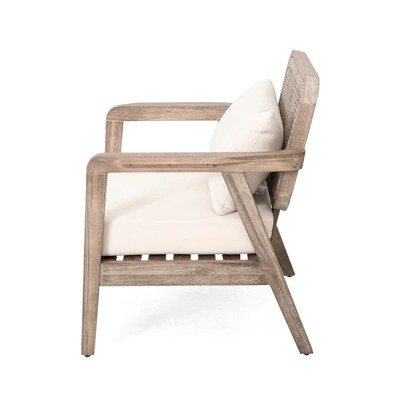 (SET OF 2) Outdoor Acacia Wood Patio Club Chair, Patio Furniture,Waterproof Thick Cushion Deep Seating