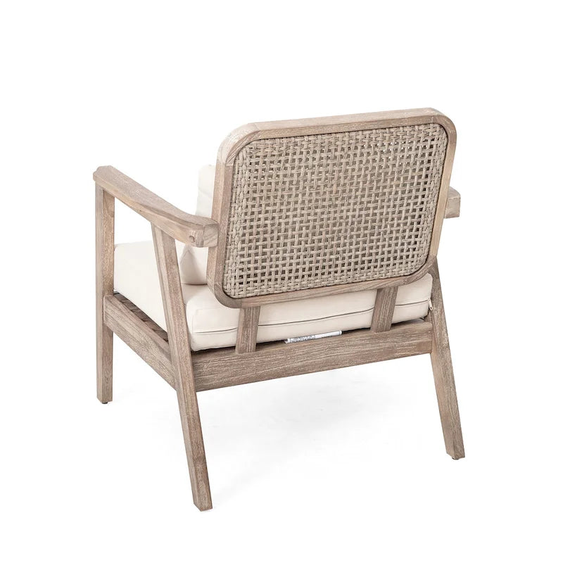 (SET OF 2) Outdoor Acacia Wood Patio Club Chair, Patio Furniture,Waterproof Thick Cushion Deep Seating