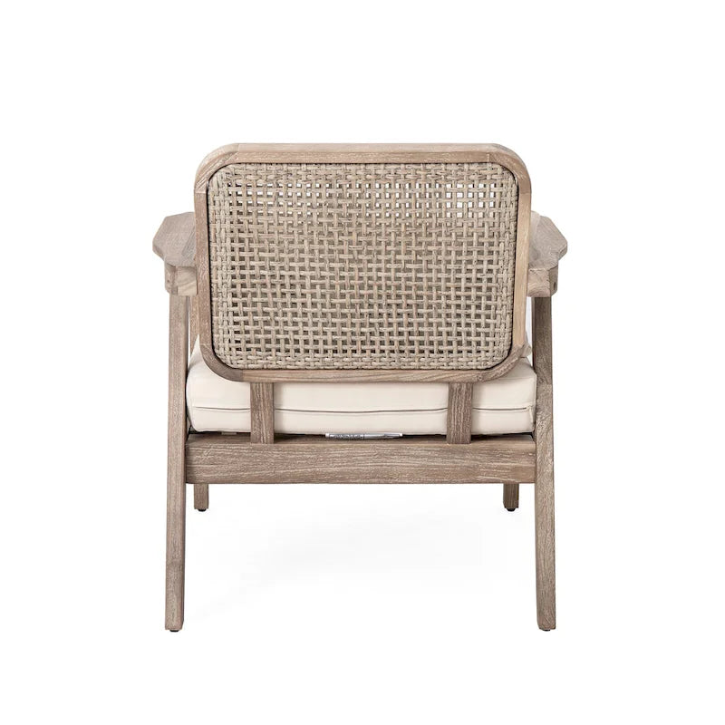 (SET OF 2) Outdoor Acacia Wood Patio Club Chair, Patio Furniture,Waterproof Thick Cushion Deep Seating
