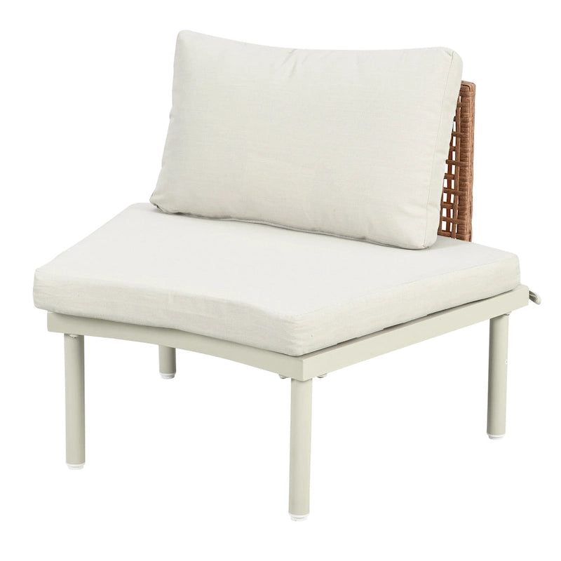 Elegant 8-Piece Modular Half Moon Patio Sofa Set with High-Low Coffee Tables