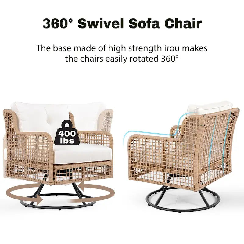 72.1 W Outdoor Conversation Wicker Sofas 4 Pieces Patio Furniture Set with Swivel Chairs