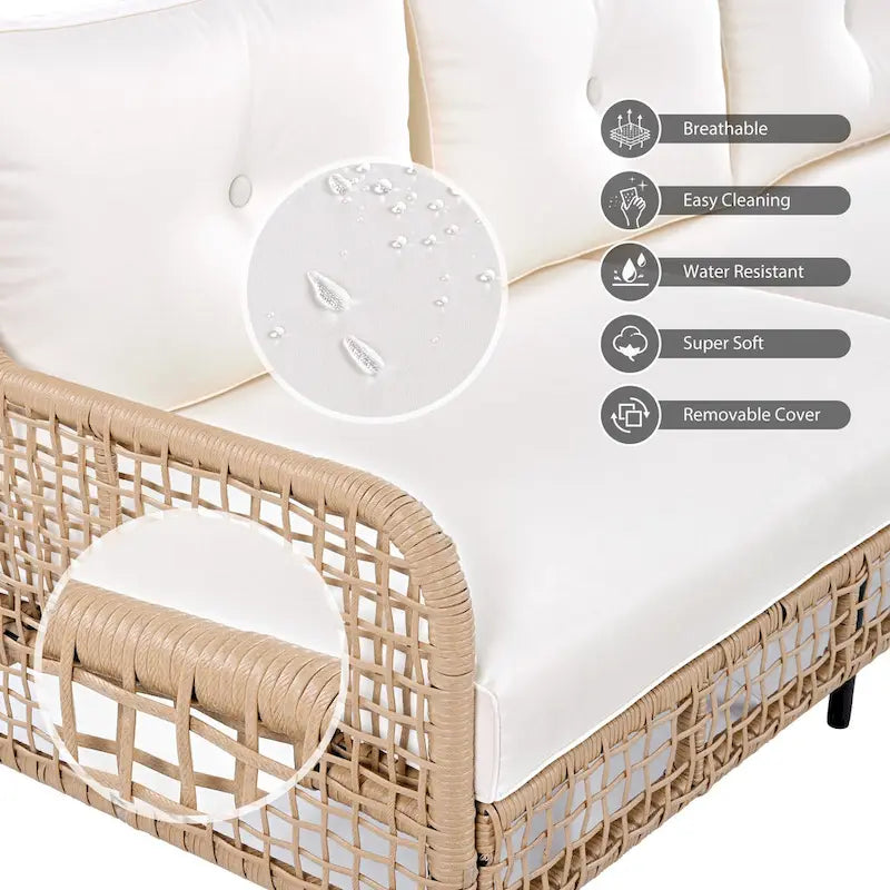 72.1 W Outdoor Conversation Wicker Sofas 4 Pieces Patio Furniture Set with Swivel Chairs