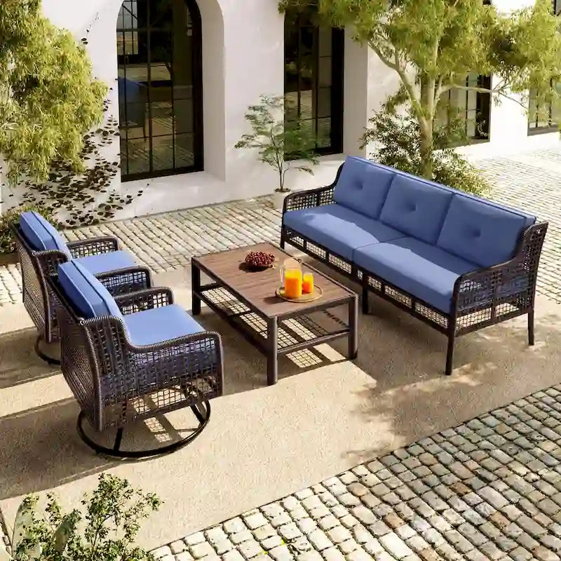 72.1 W Outdoor Conversation Wicker Sofas 4 Pieces Patio Furniture Set with Swivel Chairs
