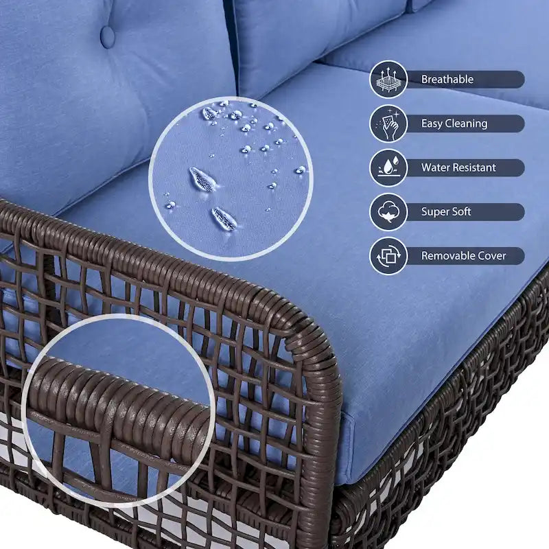 72.1 W Outdoor Conversation Wicker Sofas 4 Pieces Patio Furniture Set with Swivel Chairs