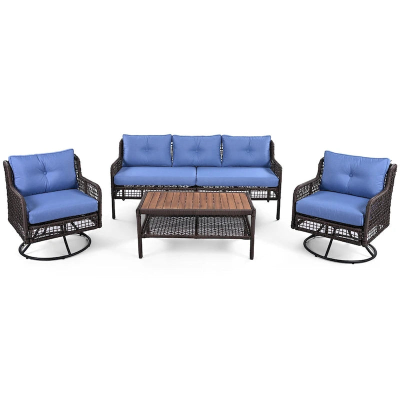 72.1 W Outdoor Conversation Wicker Sofas 4 Pieces Patio Furniture Set with Swivel Chairs