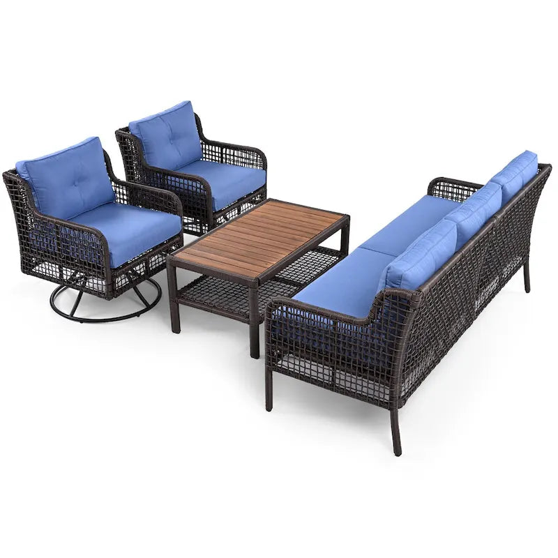 72.1 W Outdoor Conversation Wicker Sofas 4 Pieces Patio Furniture Set with Swivel Chairs