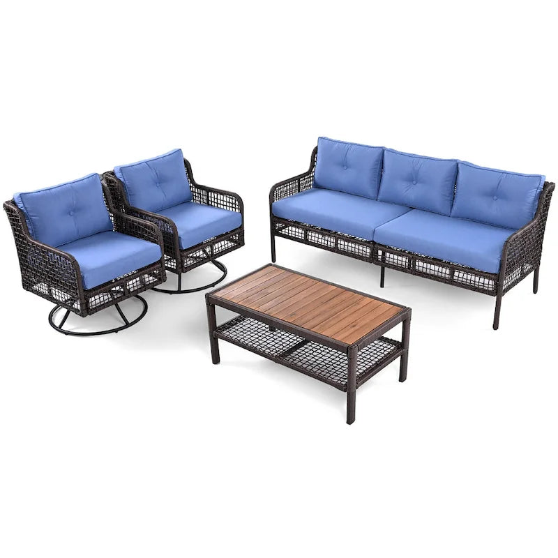 72.1 W Outdoor Conversation Wicker Sofas 4 Pieces Patio Furniture Set with Swivel Chairs