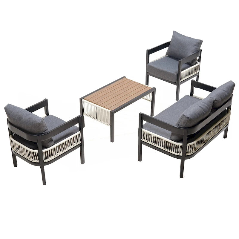 Multi-person Outdoor Iron Sofa Set with A table