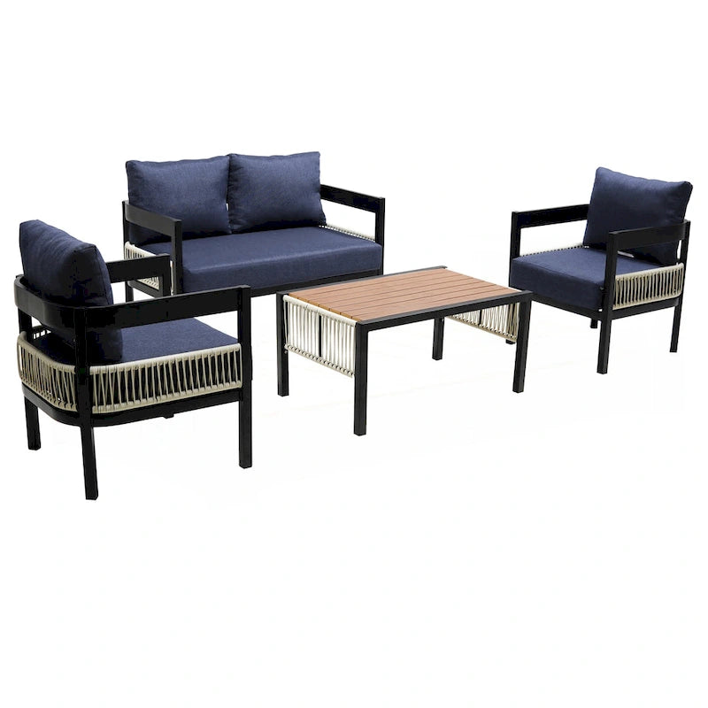 Multi-person Outdoor Iron Sofa Set with A table