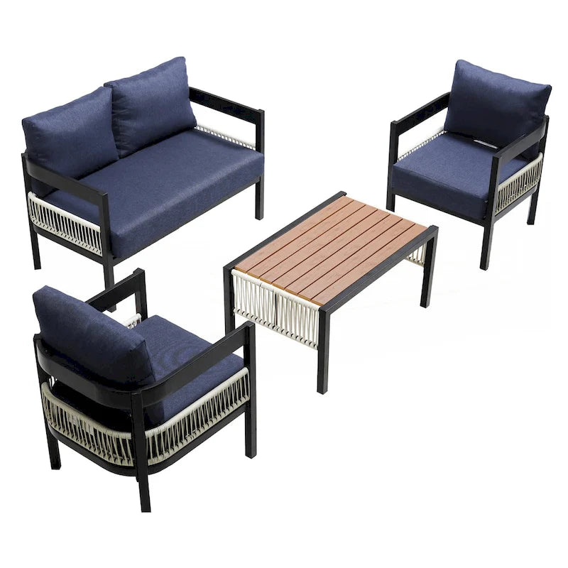 Multi-person Outdoor Iron Sofa Set with A table