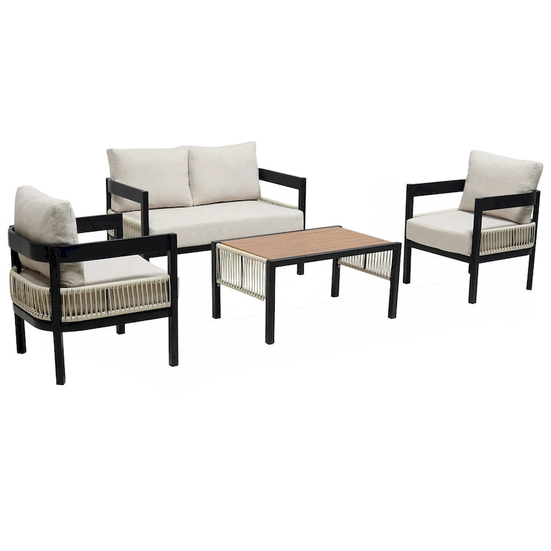 Multi-person Outdoor Iron Sofa Set with A table