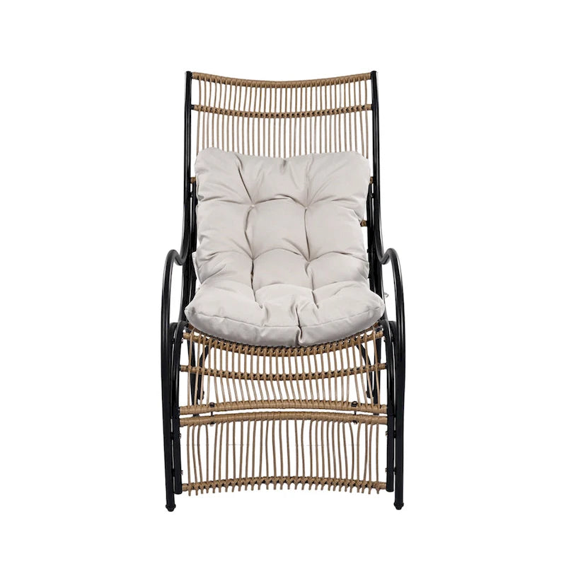 Roomfitters 3-Piece Wicker Patio Furniture Set with Lounge Chair, Ottoman, and Cushions for Garden or Deck