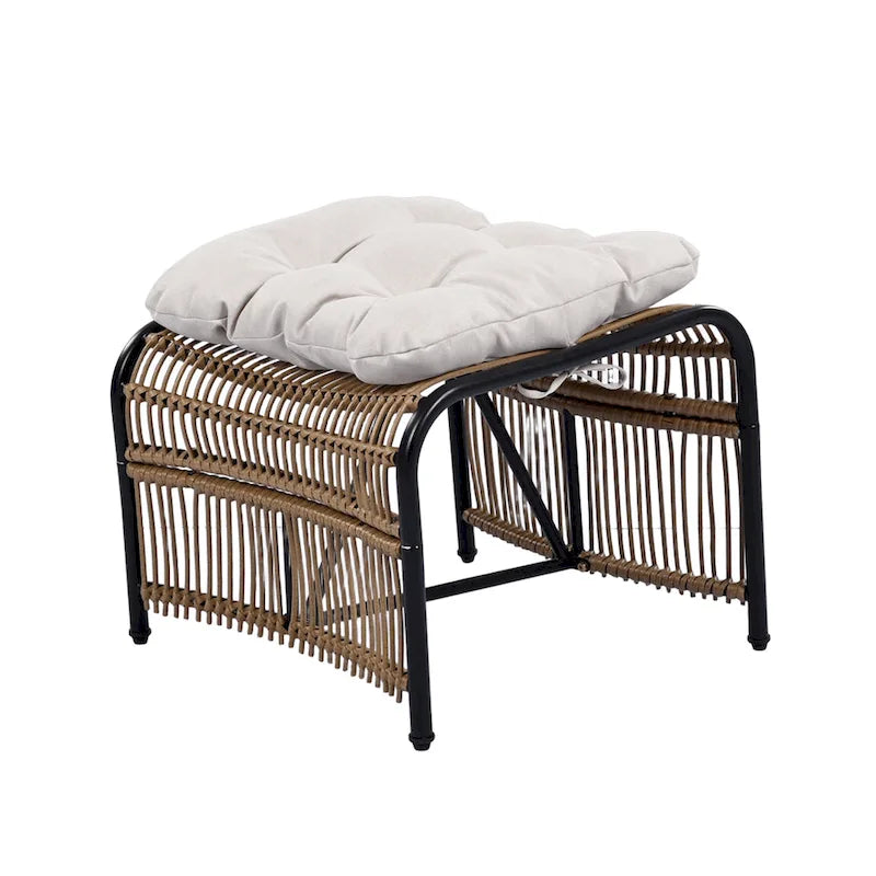 Roomfitters 3-Piece Wicker Patio Furniture Set with Lounge Chair, Ottoman, and Cushions for Garden or Deck