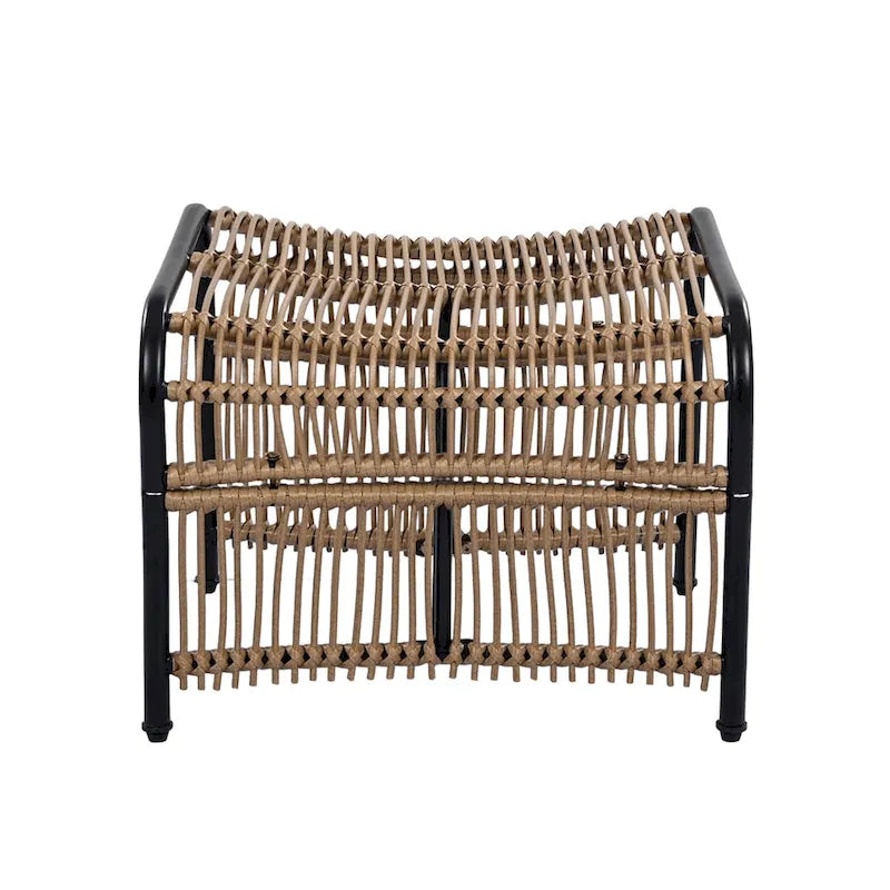 Roomfitters 3-Piece Wicker Patio Furniture Set with Lounge Chair, Ottoman, and Cushions for Garden or Deck