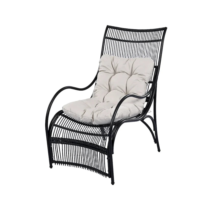 Roomfitters 3-Piece Wicker Patio Furniture Set with Lounge Chair, Ottoman, and Cushions for Garden or Deck