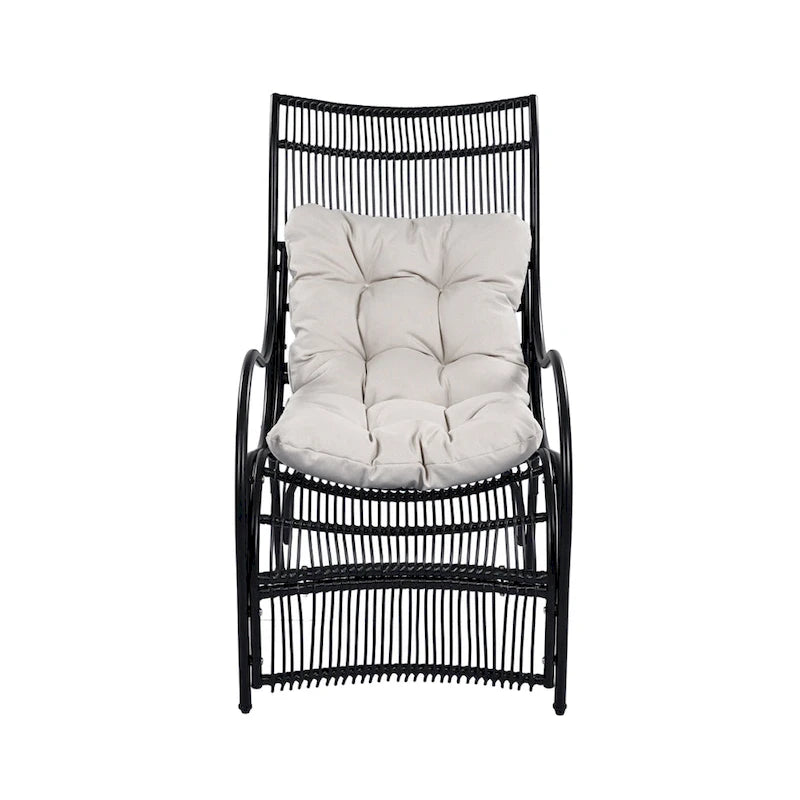 Roomfitters 3-Piece Wicker Patio Furniture Set with Lounge Chair, Ottoman, and Cushions for Garden or Deck