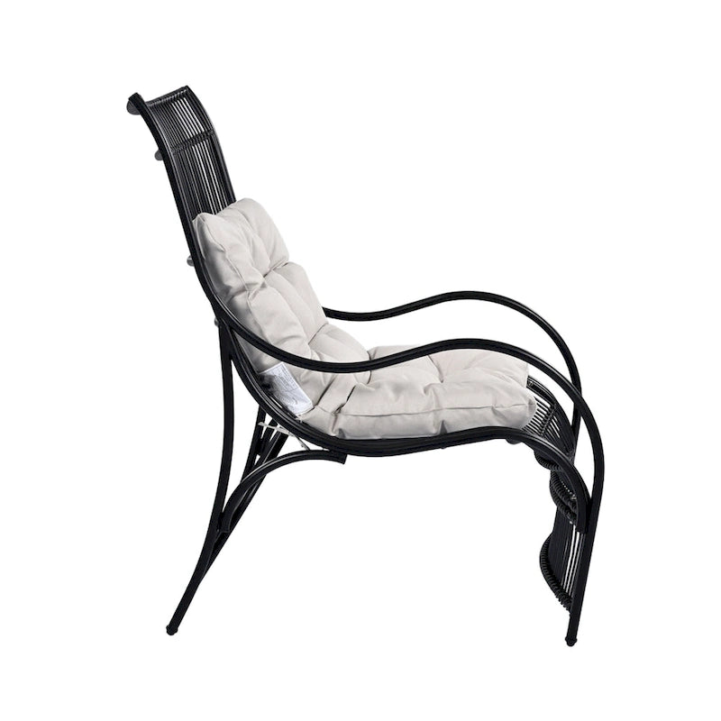 Roomfitters 3-Piece Wicker Patio Furniture Set with Lounge Chair, Ottoman, and Cushions for Garden or Deck