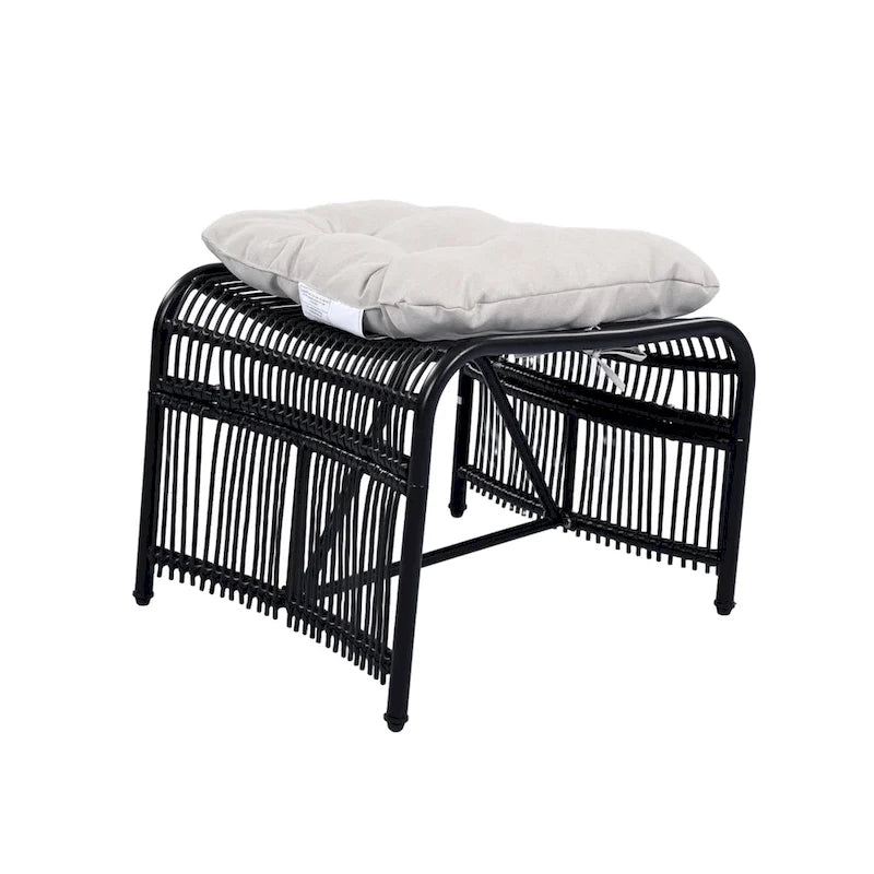 Roomfitters 3-Piece Wicker Patio Furniture Set with Lounge Chair, Ottoman, and Cushions for Garden or Deck