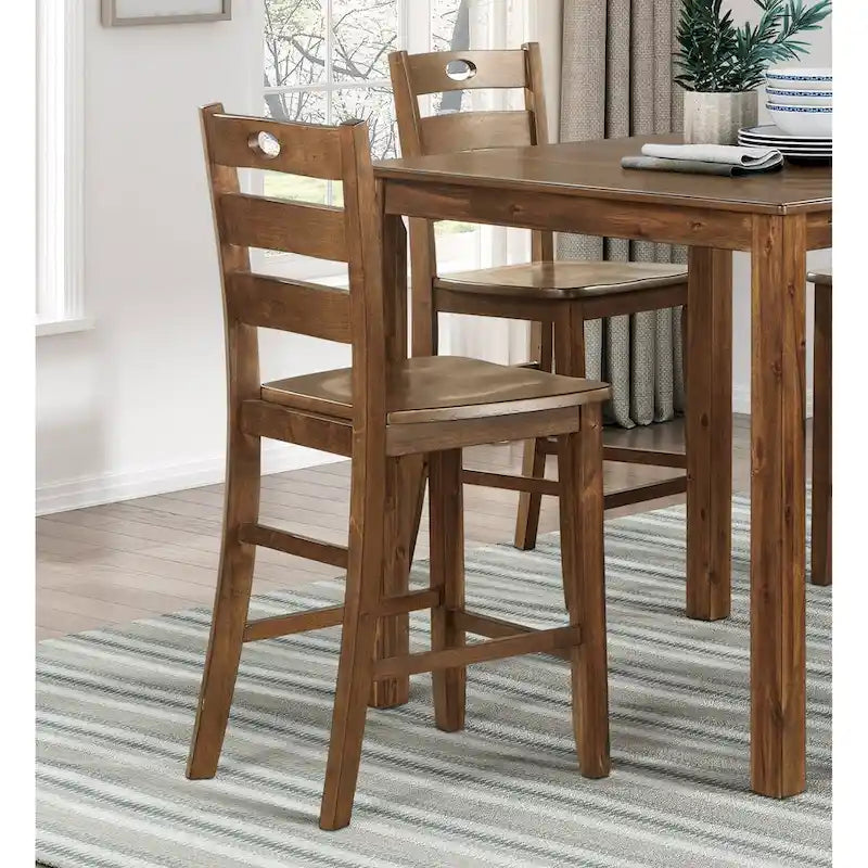 5 Piece Counter Height Dining Table and Chair Set, Wooden Kitchen Furniture Set with Square Table and 4 Chairs
