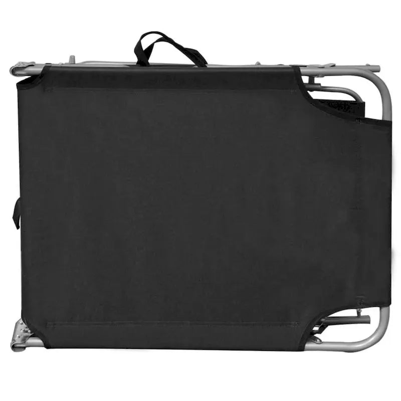 Keli Outdoor Folding Chaise Lounger, Canopy, Black Polyester, 74 Inch