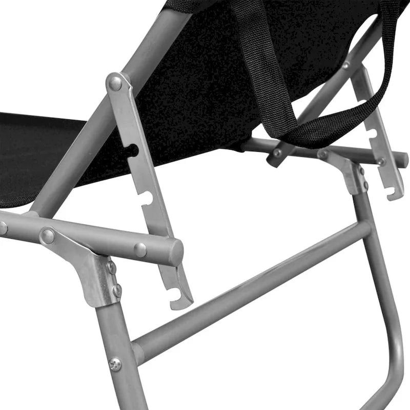 Keli Outdoor Folding Chaise Lounger, Canopy, Black Polyester, 74 Inch