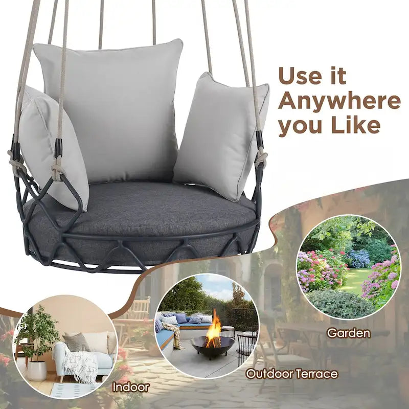 Outdoor Porch Swing Chair Hanging Basket