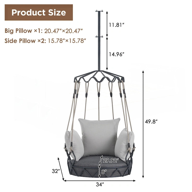 Outdoor Porch Swing Chair Hanging Basket